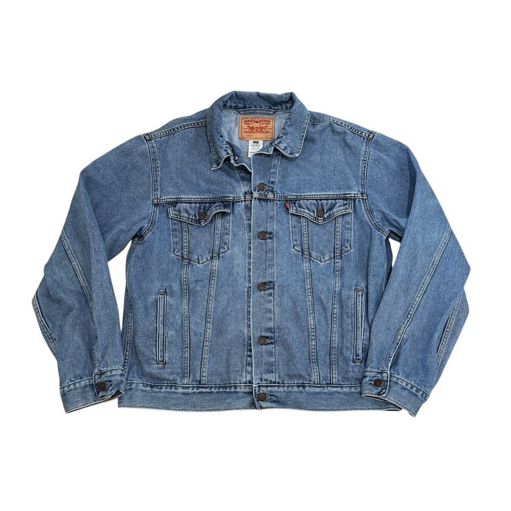 Vintage Levis 70507 Standard Trucker Denim Jacket Mens L Medium Wash Blue 2004